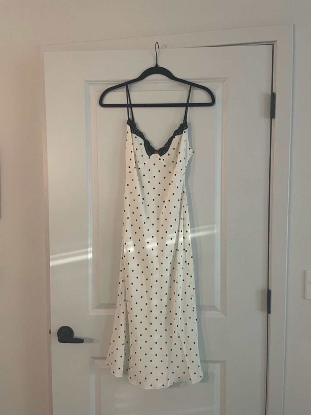 Realisation Par Polka Dot Satin Slip Dress with Lace Trim NW